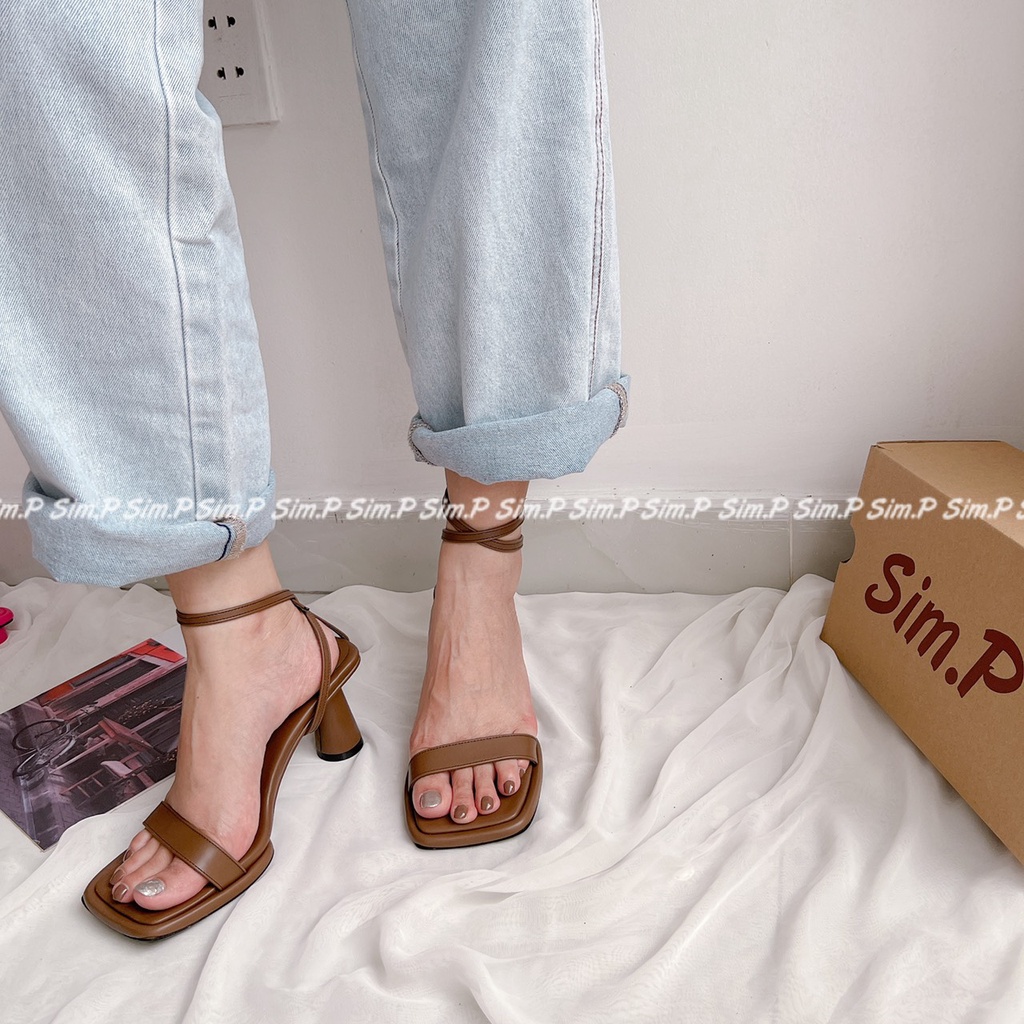 Sandal simpshoes mũi VUÔNG đúp gót cao 7cm - Raro
