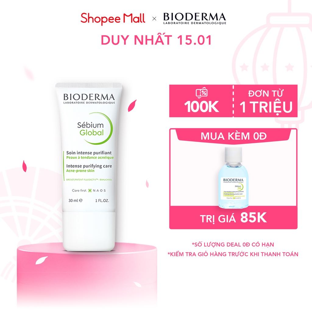 Kem dưỡng giảm mụn chuyên sâu cho da mụn nhẹ đến vừa Bioderma Sébium Global 30ml