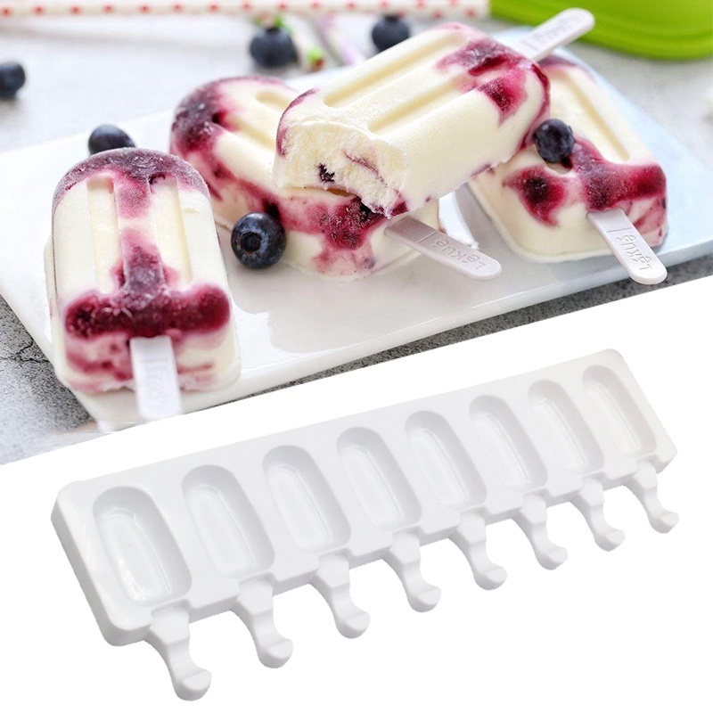 Khuôn Silicone 8 Ngăn Hình Oval Làm Bánh Kẹo DIY Đa Ứng Dụng