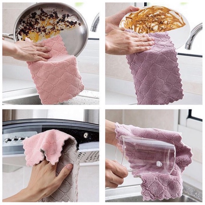 Khăn lau đa năng nhà bếp cao cấp 2 mặt siêu thấm nước siêu mềm mại 15x25cm