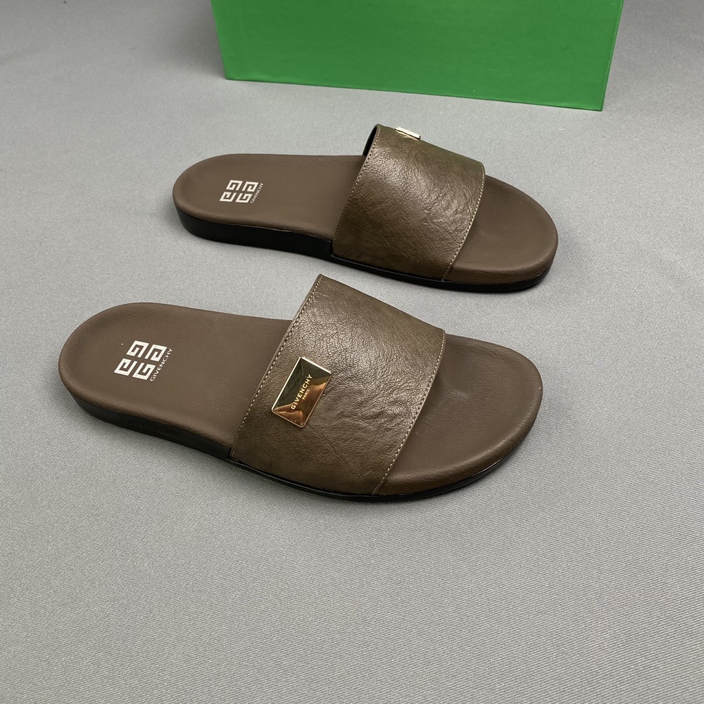 [ N04 SIZE 44 ] Dép nam quai ngang-dép nam cao cấp quai da màu nâu đế cao su