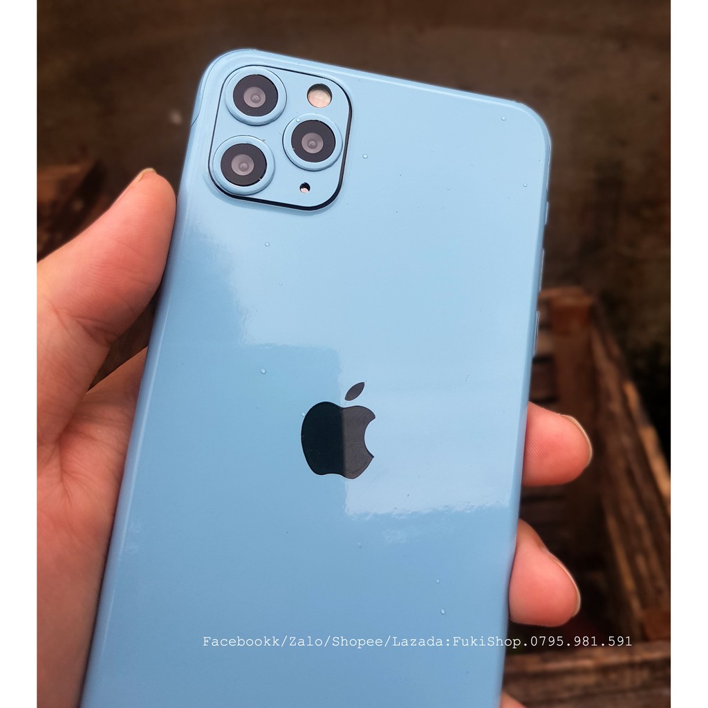 [IPHONE]Tấm Dán Skin Glossy Light Blue Xanh FULL VIỀN Cho 5 6 7 8 6plus 7plus 8plus X XS XR XSMAX 11 PRO MAX 12 PRO MAX