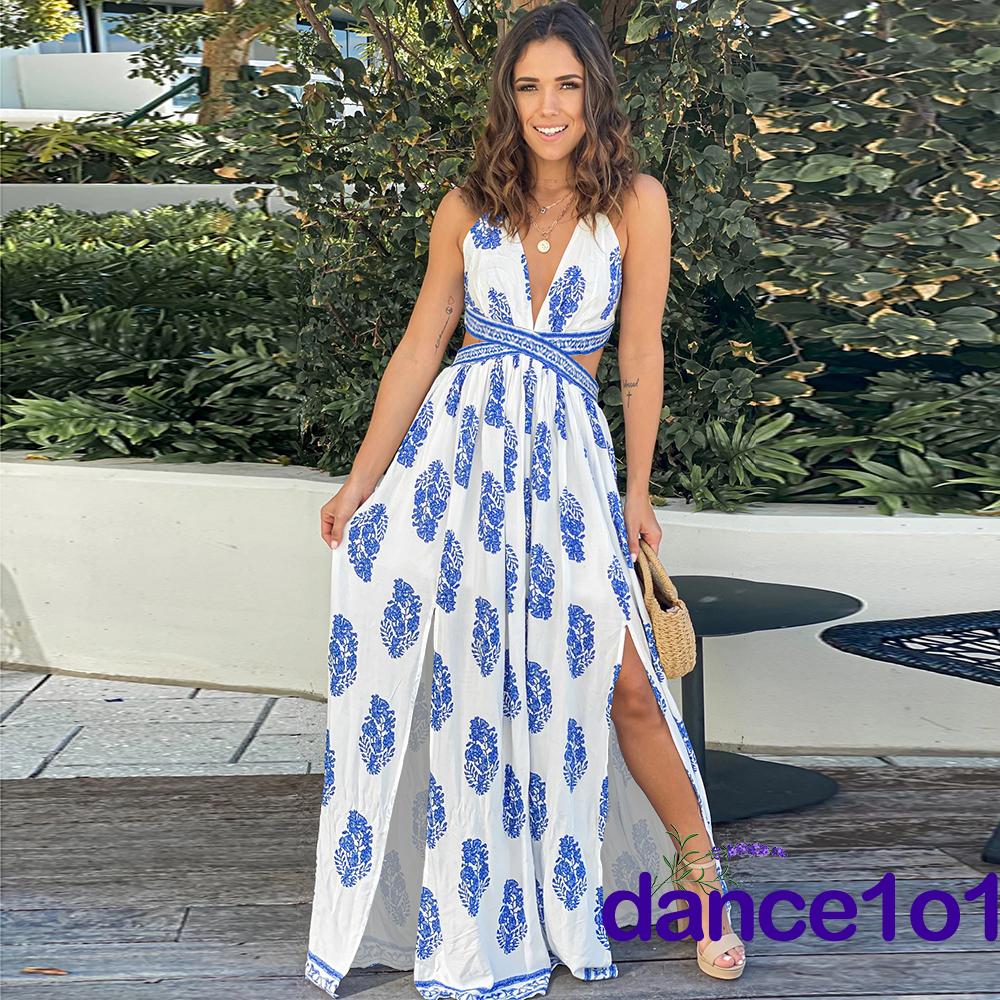 Đầm Sát Nách Dây Mảnh Hoạ Tiết Hoa Thiết Kế Cổ Chữ V Nữ Tính