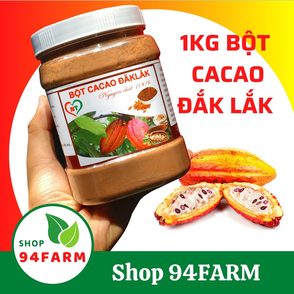 1KG Bột Ca Cao Đăk Lăk Nguyên Chất Loại 1 Nguyên Chất (2 hũ 500g) Dùng để pha đồ uống, làm bánh, làm sô cô la...