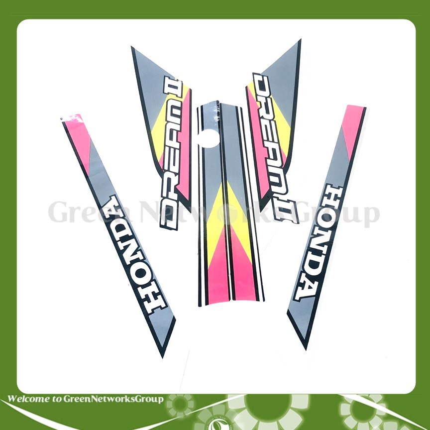 Bộ tem dán 3 lớp trang trí cho xe Dream II ( Hồng Vàng Xám ) Greennetworks