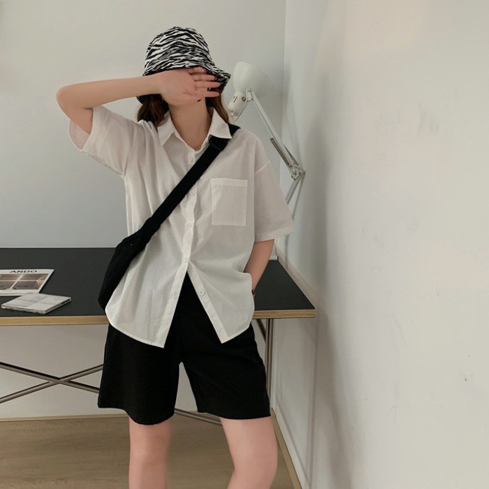 Áo sơ mi cộc tay_Áo sơ mi basic unisex dáng rộng có túi trước ngực thời trang Hàn Quốc SomiCoctaytuinguc73_P7