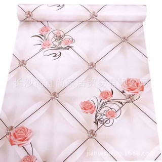 Giấy dán tường hoa hồng kim cương có keo sẵn (1 cuộn 10m)