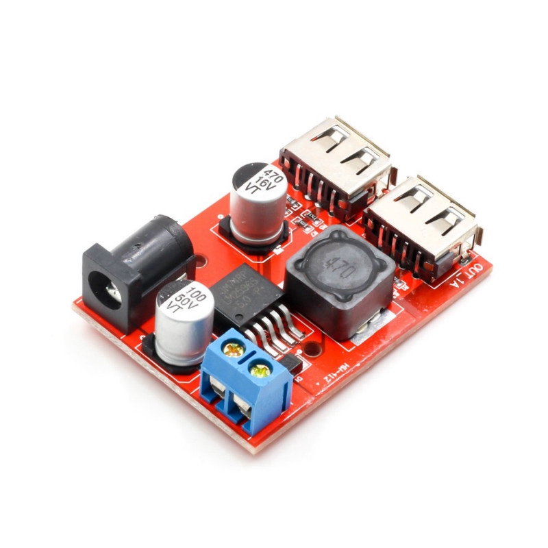 Mô đun sạc năng lượng mặt trời LM2596 Dual USB DC-DC 9V 12V 24V 36V sang 5V 3A cho xe hơi