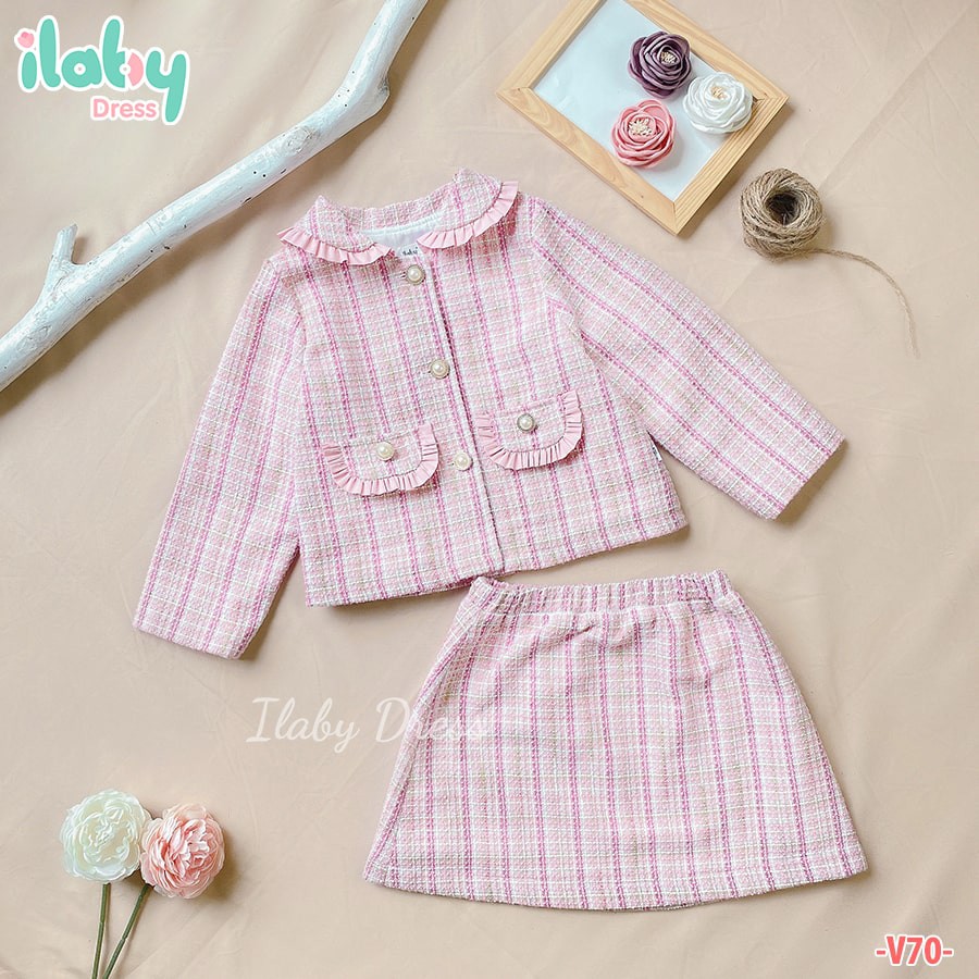 Set áo chân váy Sweet cho bé ILABY từ 1 - 10 tuổi [V70]