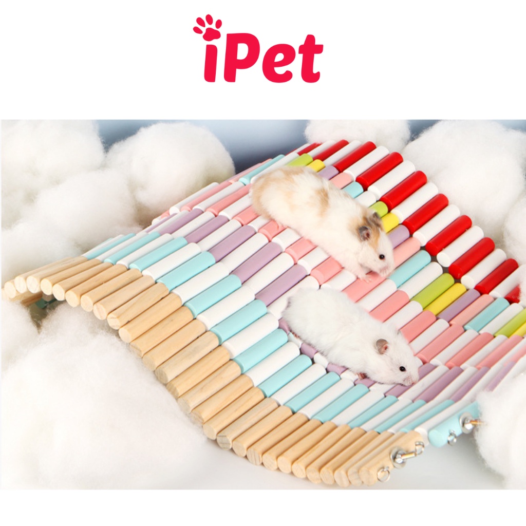 Cầu Thang Gỗ Uốn Nhiều Màu - Phụ Kiện Chuồng Cho Hamster, Sóc, Nhím - iPet Shop