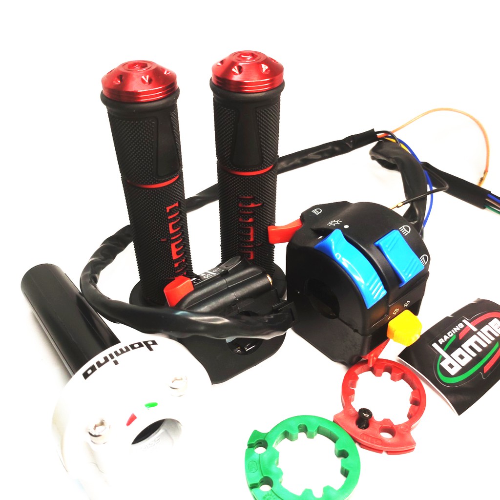 Combo cùm tăng tốc Domino + cùm công tắc Fz + cùm On Off + bao tay Domino