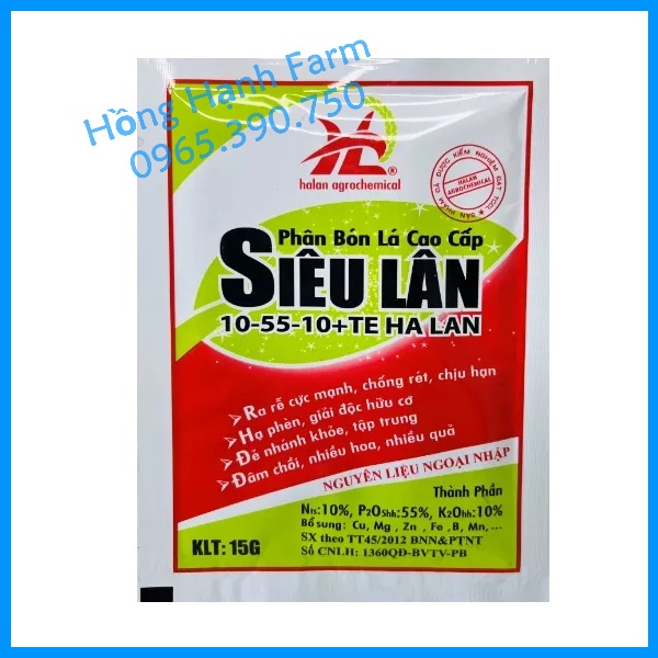 Phân Bón Siêu Lân Đỏ Hà Lan, Siêu lân 10-55-10+TE gói 15g