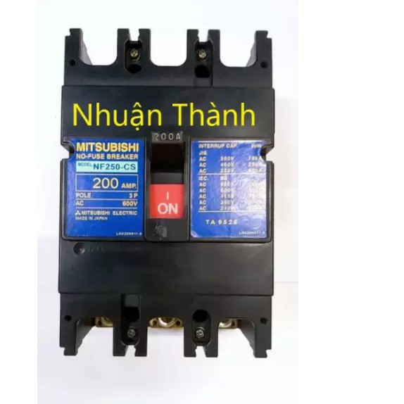 Aptomat Mitsubishi 3 pha 150A, 200A, 250A/ CB 3 pha 150A,200A, 250A kích thước 16X10X6cm nặng 1,6kg