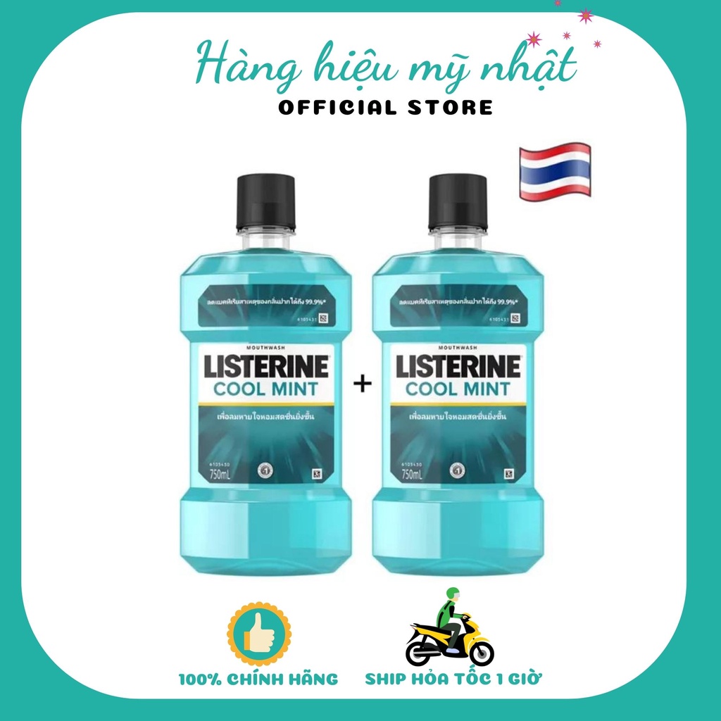 Nước súc miệng LISTERINE 750ml tặng kèm chai 250ml Thái Lan