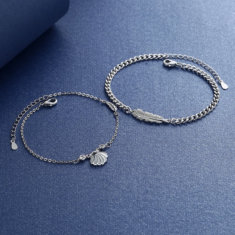 Một Cặp Vòng Đeo Tay Hình Vỏ Sò Lông Vũ Sáng Tạo Thời Trang Dành Cho Nam Và Nữ Bạn Ở Bên Nhau Trong Cuộc Sống