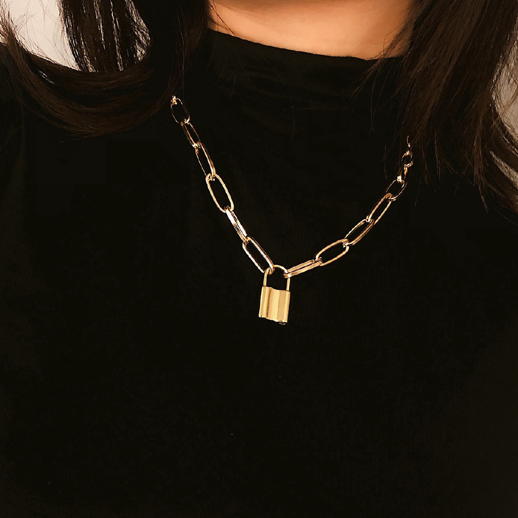 Vòng cổ choker mặt hình ổ khóa thời trang cá tính cho nữ