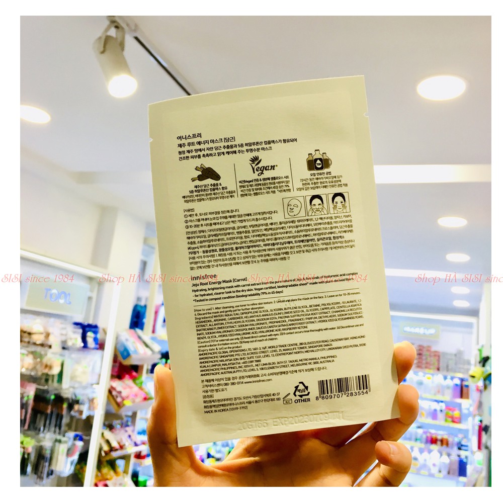 Mặt Nạ Giấy I INNISFREE - Jeju Root Energy Mask Carrot 25ml (Mặt Nạ - Cà Rốt )