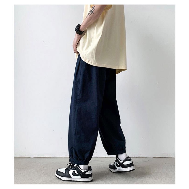 Quần Harem Mỏng Màu Xanh Navy Phong Cách Nhật Bản Thời Trang Mùa Hè Cho Nam Giới