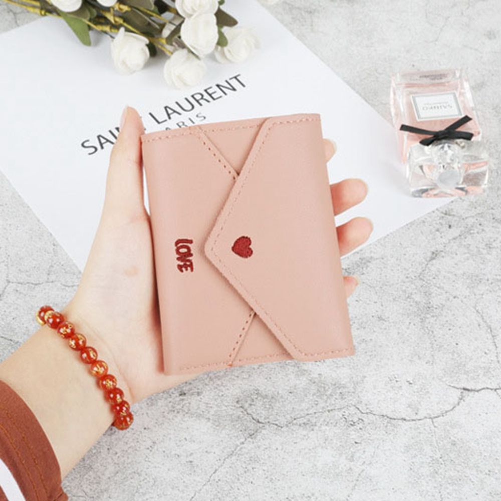 Ví Da Pu Gấp Gọn Hình Trái Tim Nhiều Màu Sắc Thời Trang Cho Nữ