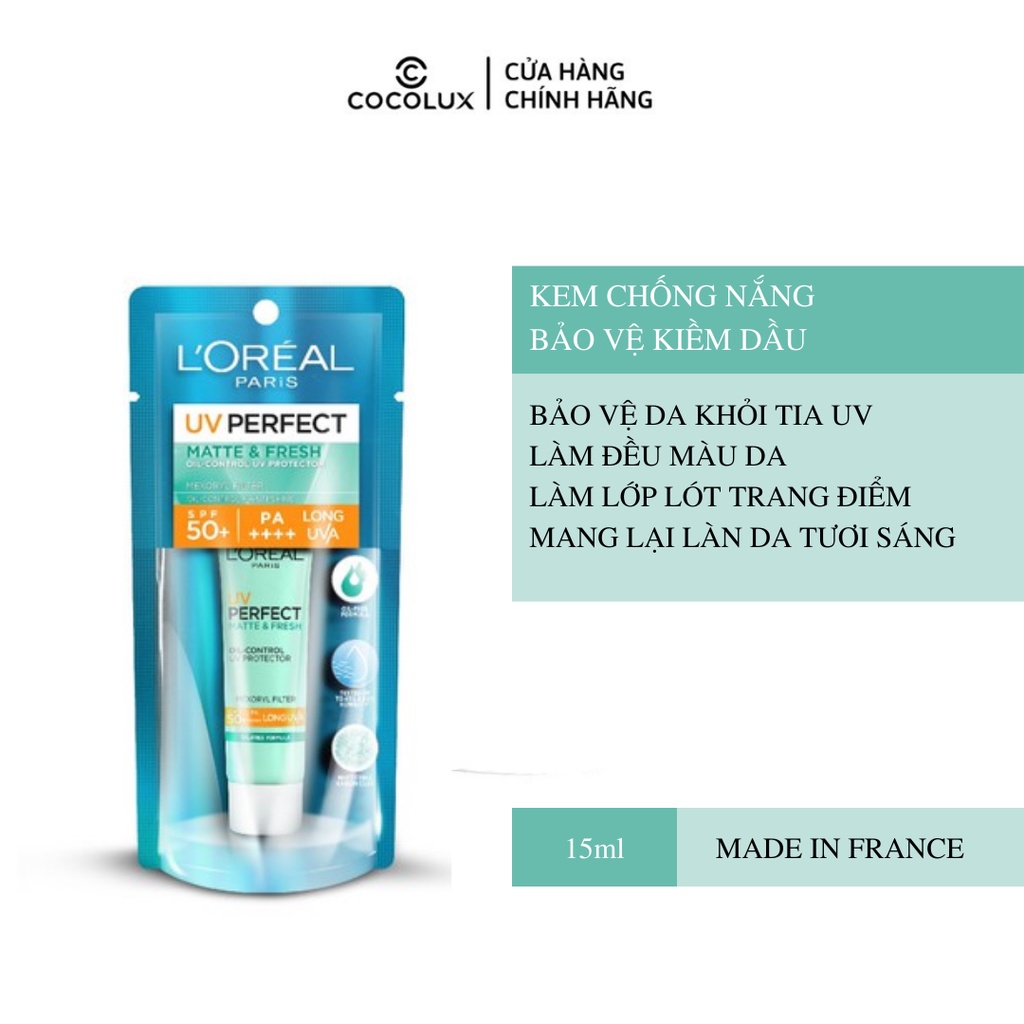 Kem Chống Nắng Bảo Vệ Kiềm Dầu, Thoáng Mịn Loreal 15ml