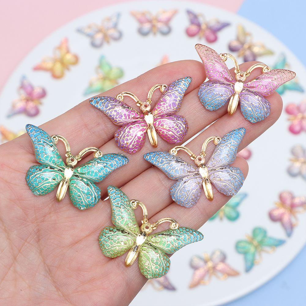 Set 10 Bông Tai Hình Bươm Bướm Bằng Resin Epoxy Dễ Thương Trang Trí Ốp Điện Thoại