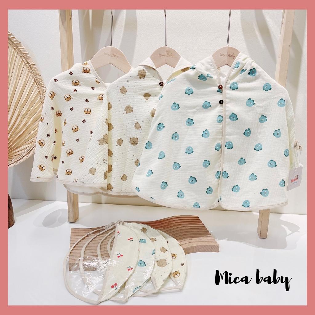 Áo choàng chống nắng gió kèm mũ chống giọt bắn vải xô muslin mềm mại cho bé QA31 Mica Baby