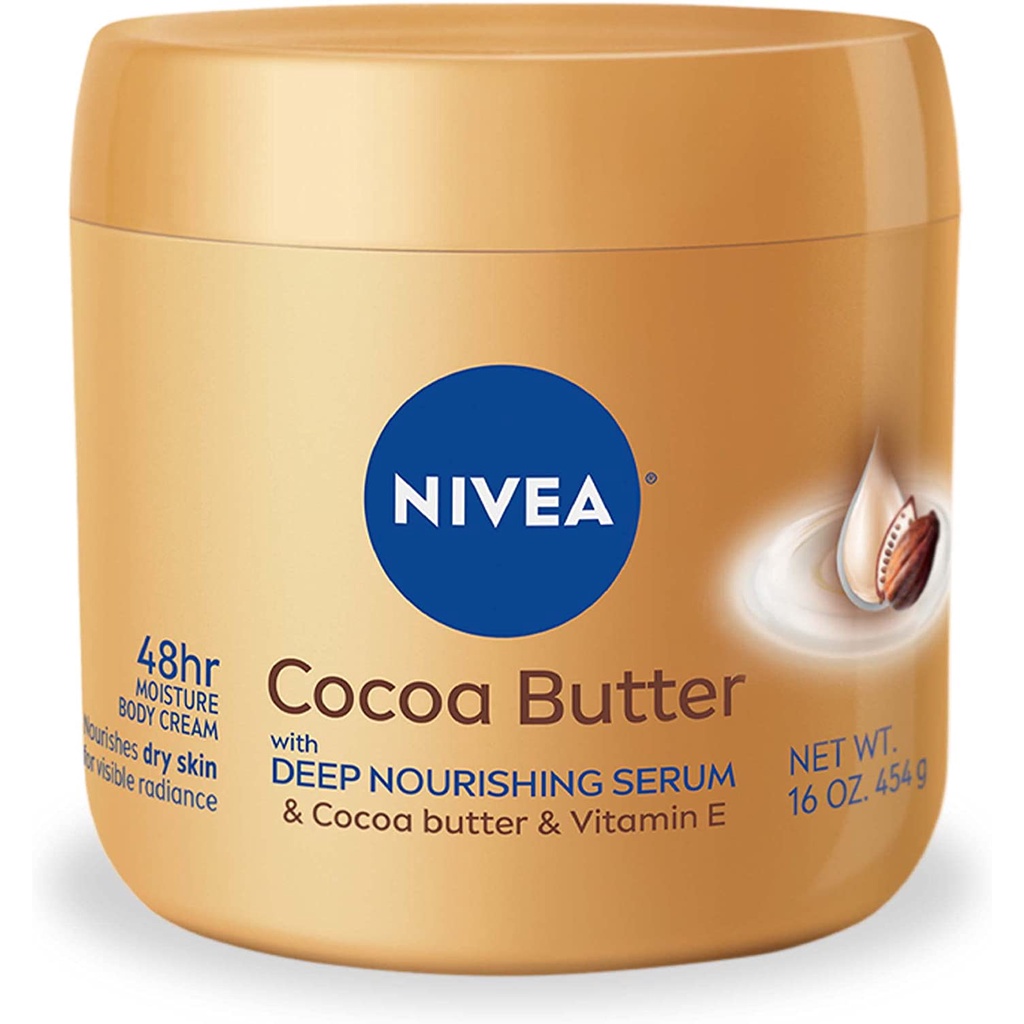 Kem dưỡng ẩm chuyên sâu phục hồi da khô dưỡng da toàn thân NIVEA Cocoa Butter Body Cream with Deep Nourishing Serum USA.