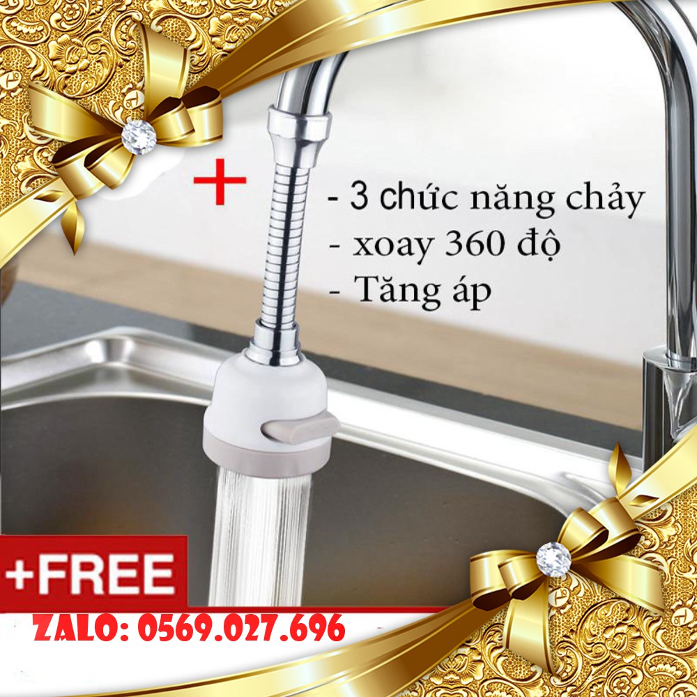 PVN18361 vòi nước rửa bát inox tăng áp xoay 360 độ 3 chế độ T2