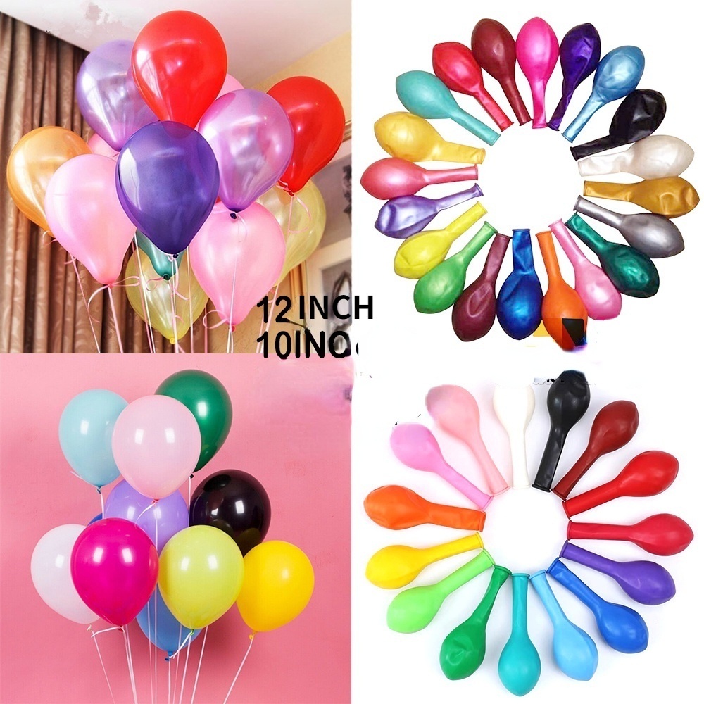 Set 100 Bong Bóng Cao Su Dày 10/12 Inch Trang Trí Sự Kiện