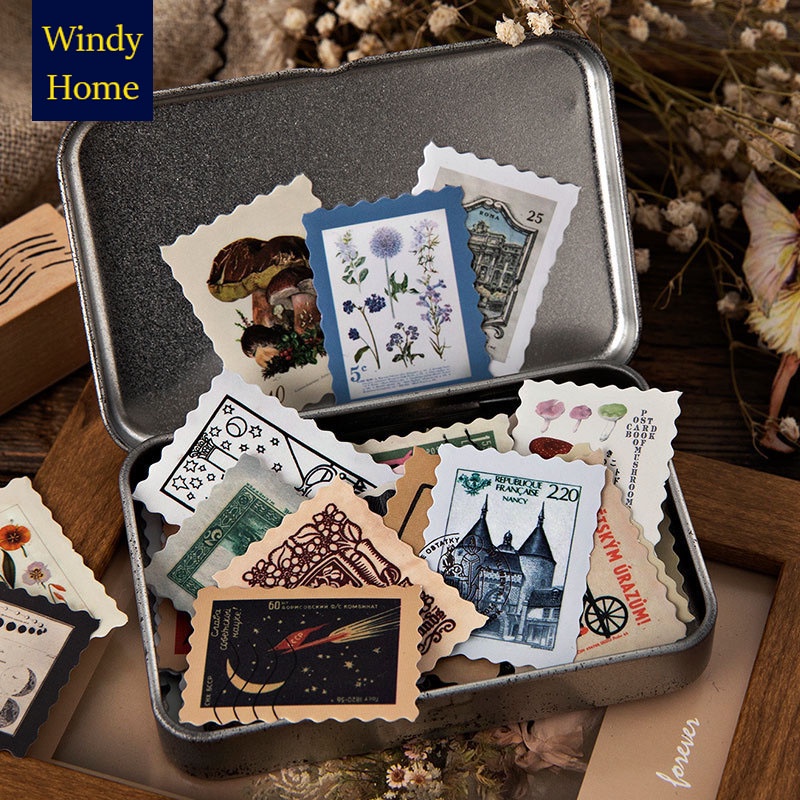 Set 46 miếng tem dán trang trí sổ tay, sổ lưu niệm, trang trí studio hoặc dùng làm phụ kiện chụp ảnh sản phẩm.v.v...