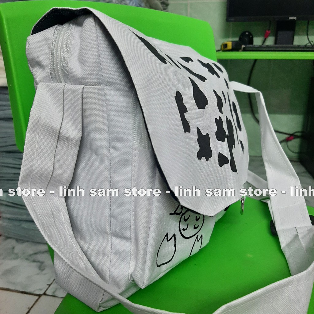 Túi xách đeo chéo nữ kiểu dáng mini bag Hàn Quốc thời trang canvas khóa kéo hai bò sữa ngăn ngang | BigBuy360 - bigbuy360.vn