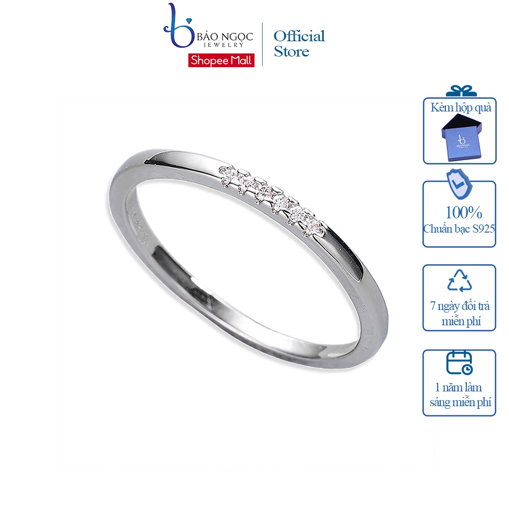 Nhẫn Bạc Nữ Đơn Giản Đính Đá Cho Nữ N2464 - Bảo Ngọc Jewlery