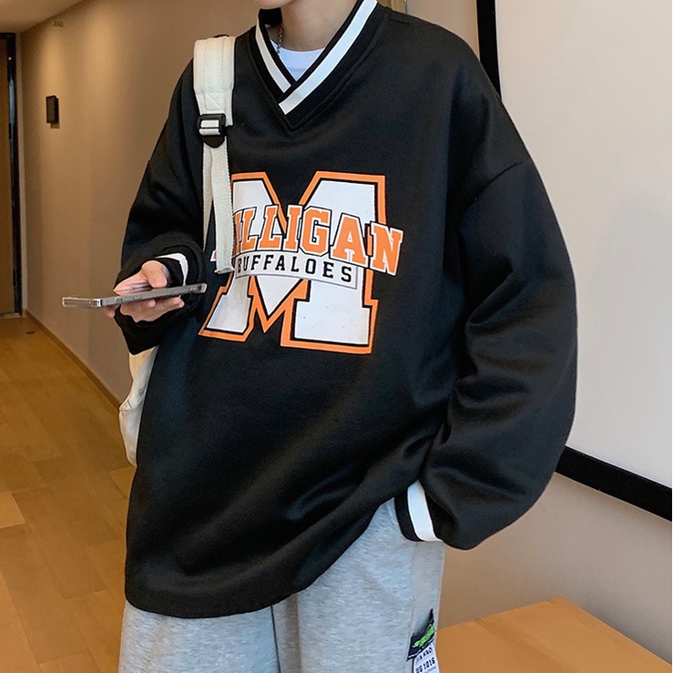 v neck sweater hàn quốc unisex áo len thời trang áo dài tay áo sweater form rộng tiếng Nhật áo sweater nỉ fashion áo nỉ sweater nữ