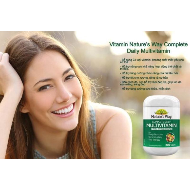 Viên Nature’s Way Vitamin Tổng Hợp Chiết Xuất Tảo Biển  Complete Daily Multivitamin 200 Viên
