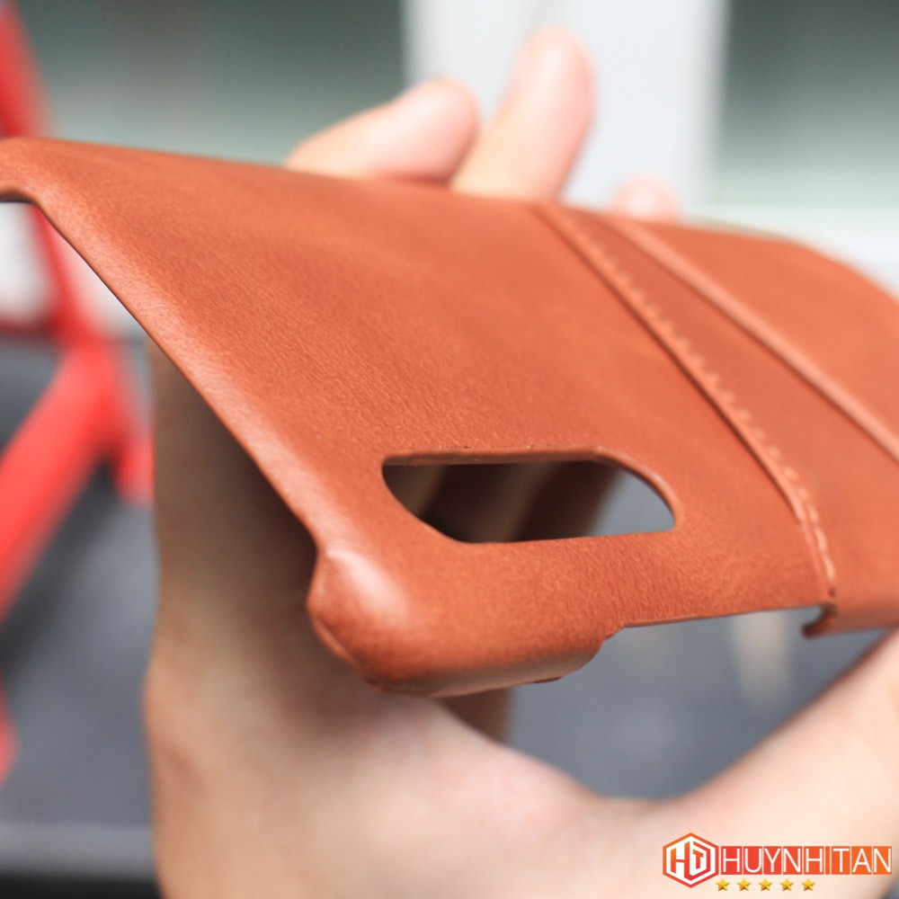 Ốp lưng bọc da Xiaomi Mi 9 có túi đựng thẻ ATM tiện lợi (Nâu da bò)