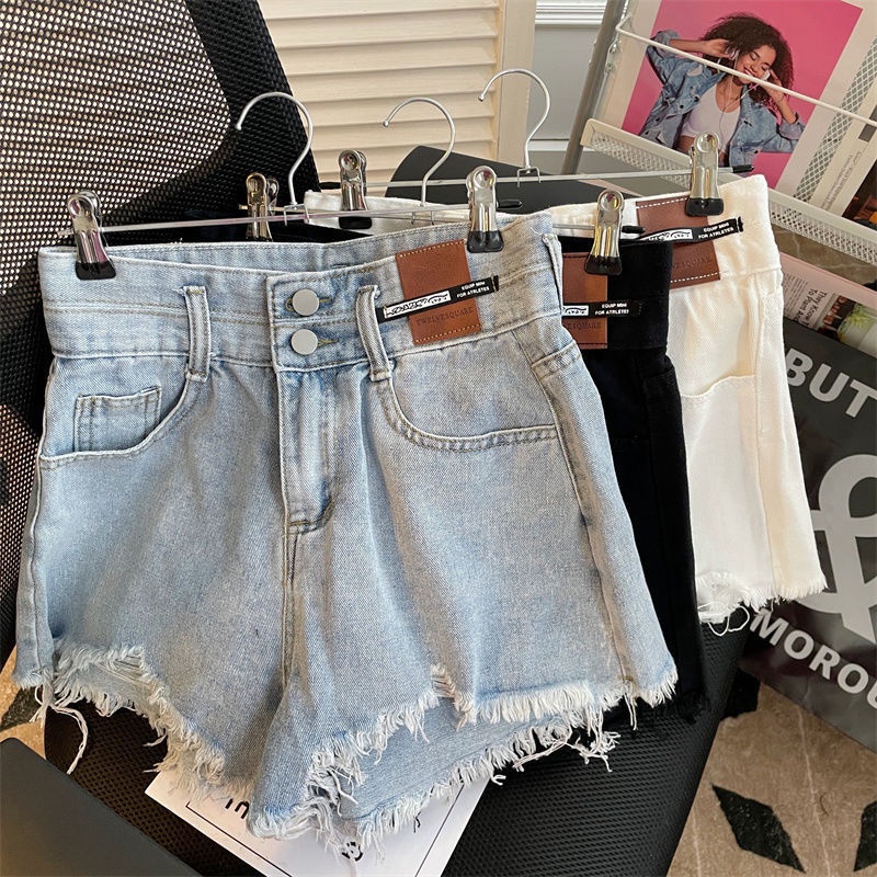 Quần Short Denim Sờn 167544 Quần Short Lưng Cao Dáng Rộng Thiết Kế Rách Cá Tính