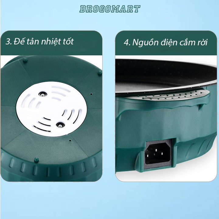 Chảo Nướng Điện Mini Đa Năng, Bếp Nướng Điện Chống Dính, Nướng Thịt BBQ Hàn Quốc