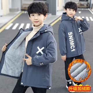 Áo khoác mùa đông bé trai 8★Trẻ em 9 mùa đông 10 Plus★Dày 11 Vừa Lớn Trẻ Em 12★Quần Áo Nam Trẻ Em Lớn Hơn 13 Tuổi 1★5 Nút Gió