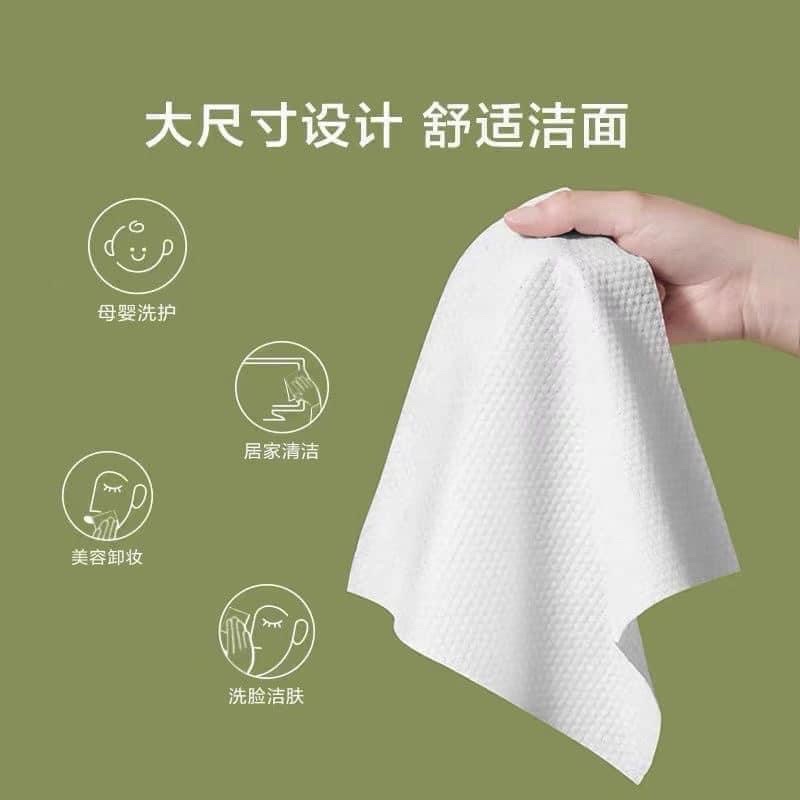 BÔNG TẨY TRANG, KHĂN MẶT KHÔ TÚI XANH NGỌC DẠNG CUỘN SỢI BÔNG COTTON