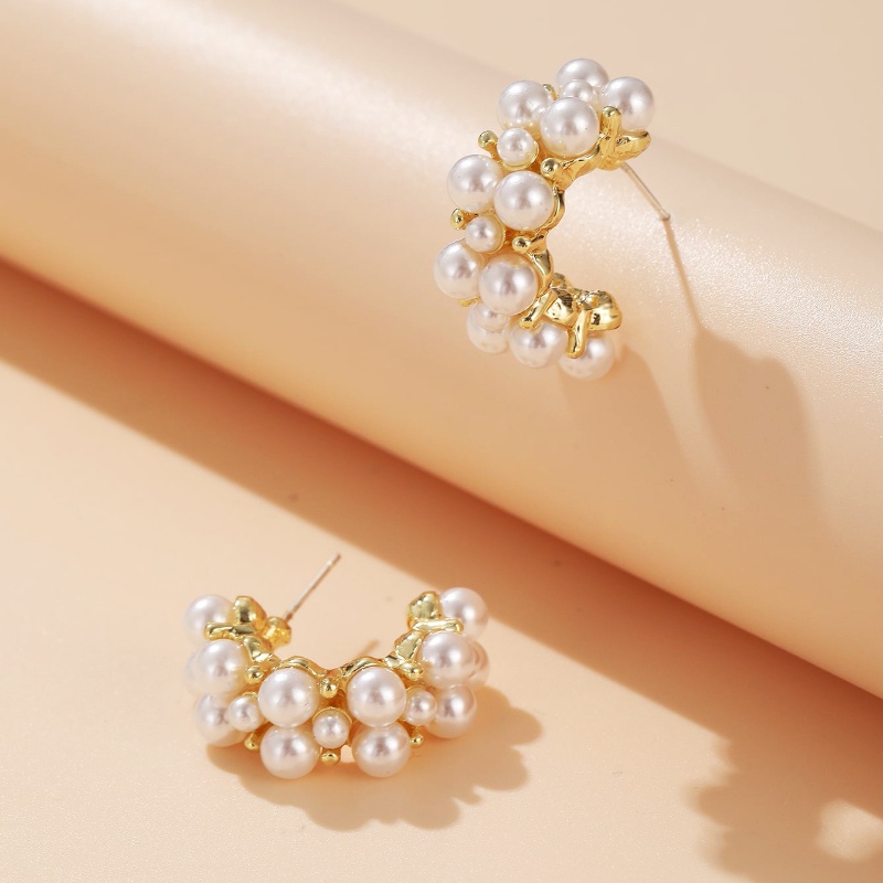 Bông Tai Đính Ngọc Trai Nhân Tạo Phong Cách Retro Âu Mỹ Thời Trang