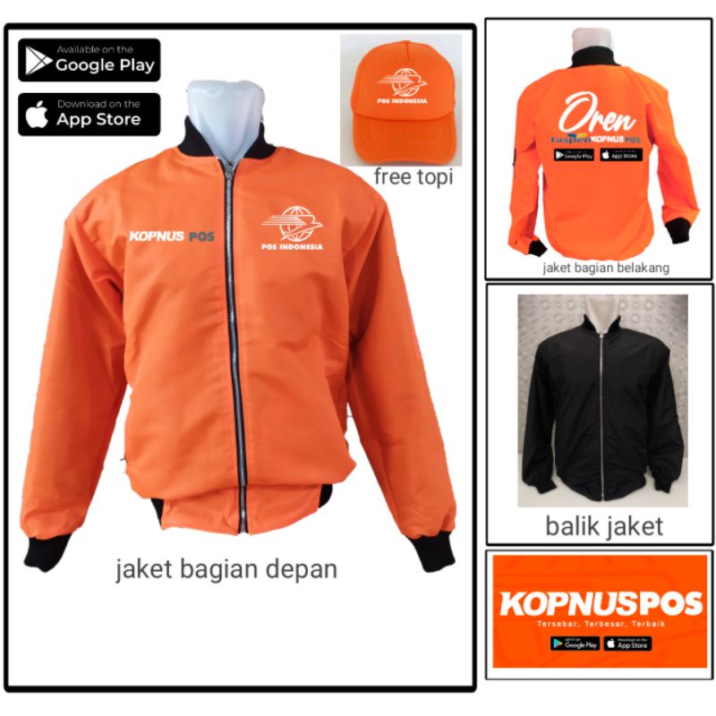 Set Áo Khoác bomber + Mũ Màu Cam Phong Cách kopnuspos Indonesia