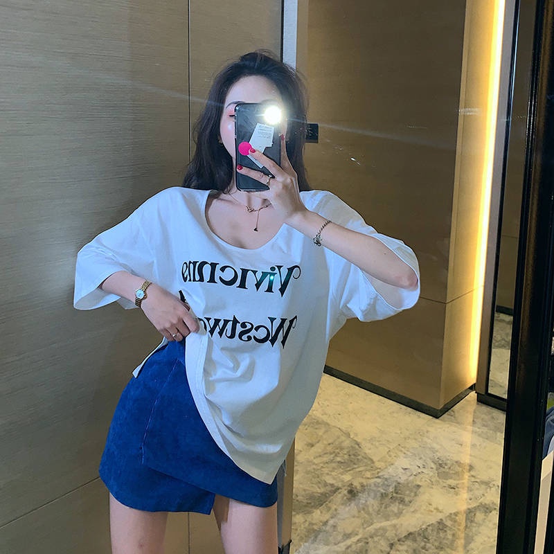 Summer suit women's 2021 new Korean version loose blouse + irregular skirt leisure fashion two-piece set