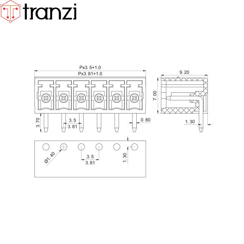 Cầu đấu 3.81mm 15EDG3.81 2P bộ đực cái chân cắm cong xanh - túi 10 bộ đực cái