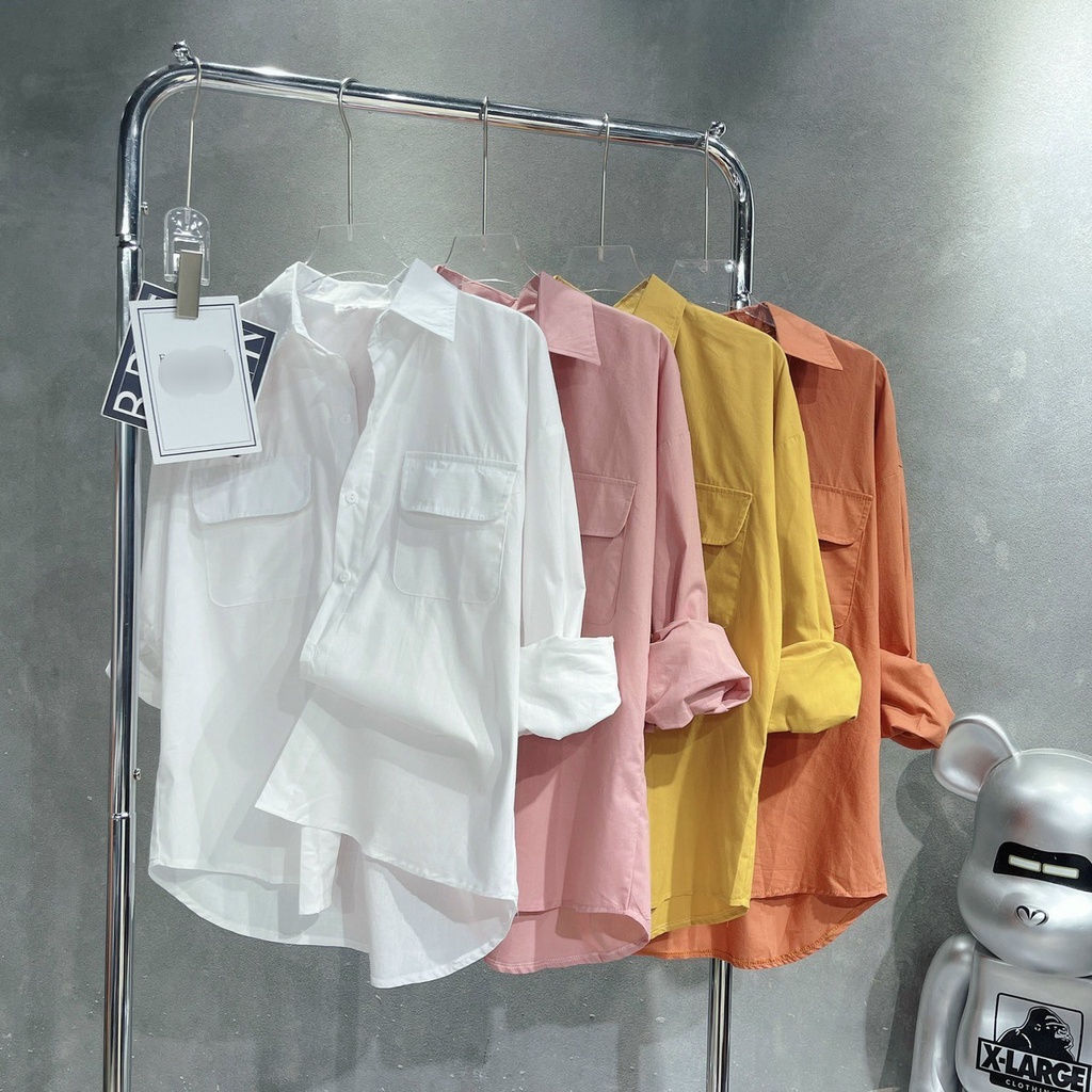 Áo Sơ Mi Nữ Dài Tay 2 Túi Ngực Phom Rộng Nhiều Màu Minxinh Shop Mã A245