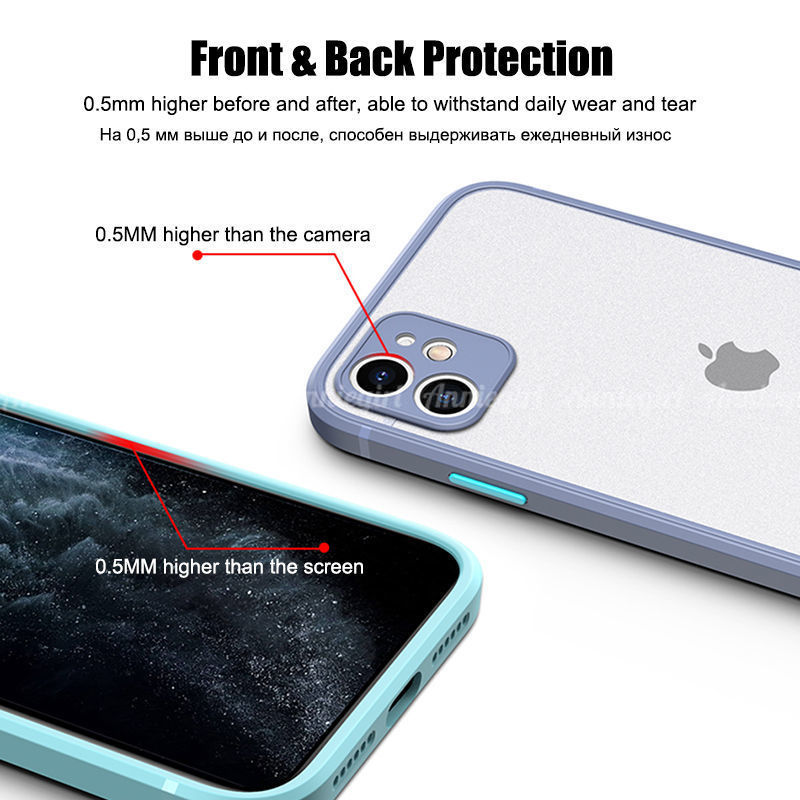 Ốp điện thoại TPU mềm dáng vuông mặt nhám trong suốt bảo vệ camera cho iPhone 11 Pro Max X Xs Max XR 8 7 Plus SE 2020