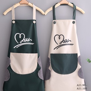 Tạp dề - tạp dề chống nước - hình chữ Miss và hoa cúc rất xinh làm đồng phục tạp dề nail