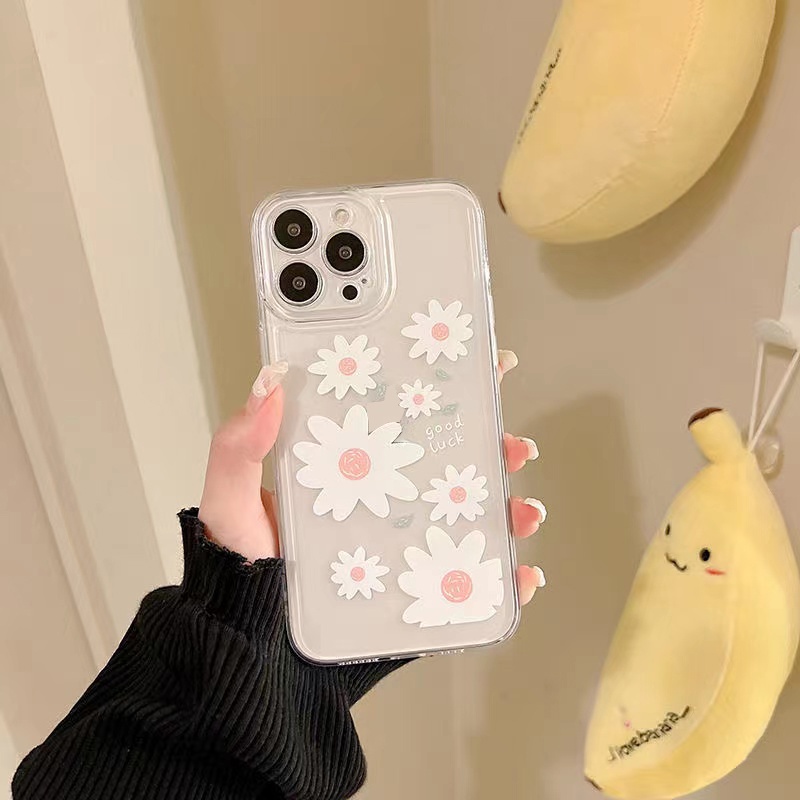 Ốp Điện Thoại Silicone Mềm Trong Suốt Chống Sốc In Hình Hoa Cúc Cho iPhone 13 12 11 Pro Max XS Max X XR 7 8 Plus SE 2