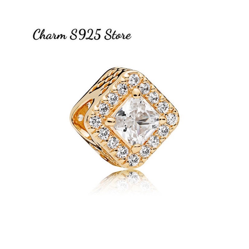 charm pan vàng đá vuông lớn bạc s925 cao cấp