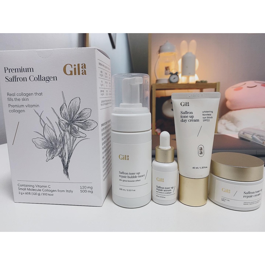 (HÀNG CÓ SẴN) Bộ 5 Sản Phẩm Dưỡng Trắng và Phục Hồi Da GILAA SAFFRON TONE UP REPAIR | BigBuy360 - bigbuy360.vn