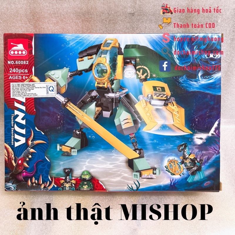 Lắp ráp Ninjago 60082 Chiến giáp Hydro của Lloyd 240pcs - có ảnh thật